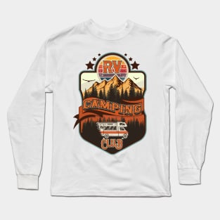 RV Camping Club vintage funny , retro landscape RV camping Long Sleeve T-Shirt